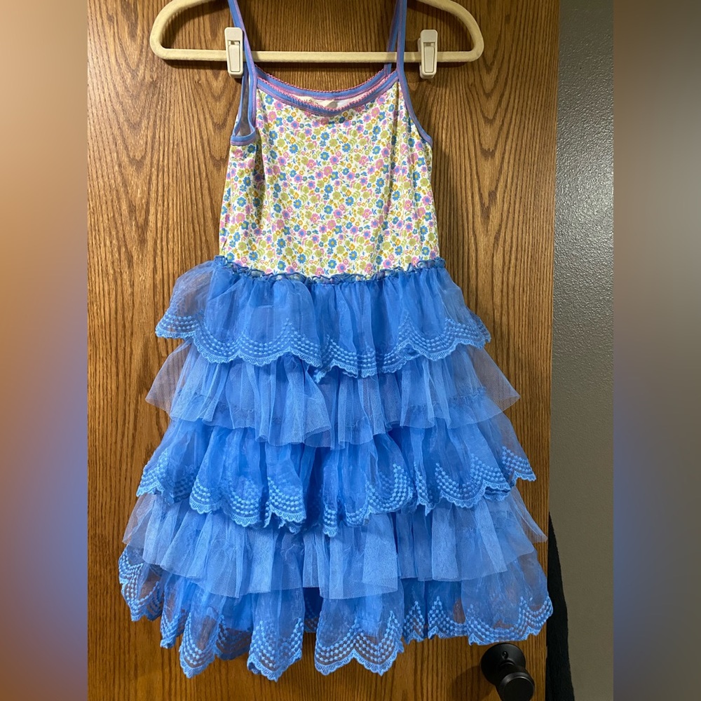 Matilda Jane Floral and Blue Ruffle Girls Dress